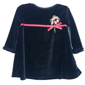 New 18 Month Baby Shirt Tunic Top Black Floral Velvet Like Holiday Winter